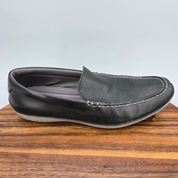 Cole Haan Shoes Men's 10.5 M Black Leather Slip On Venetian Driving Loafers - Picture 1 of 8